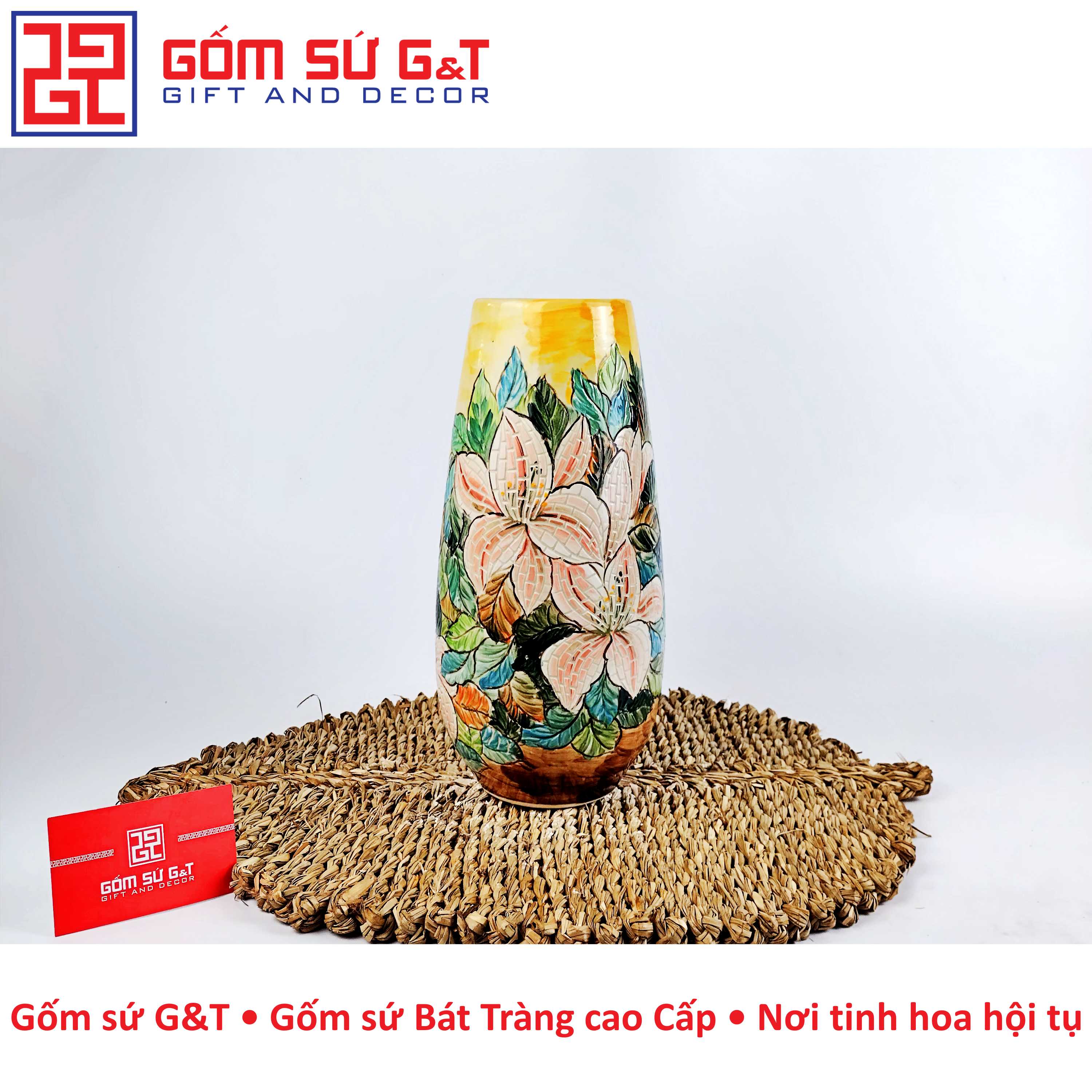 Lọ hoa bom miệng rộng hoa loa kèn Gốm Sứ G&T