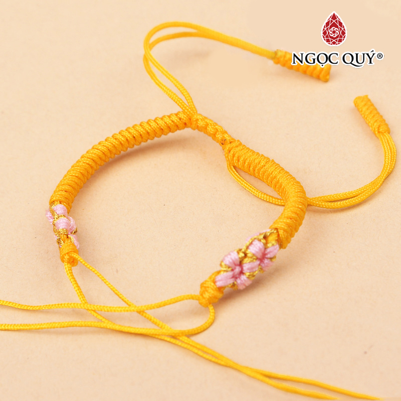 Vòng tay thắt dây vải họa tiết hoa - Ngọc Quý Gemstones