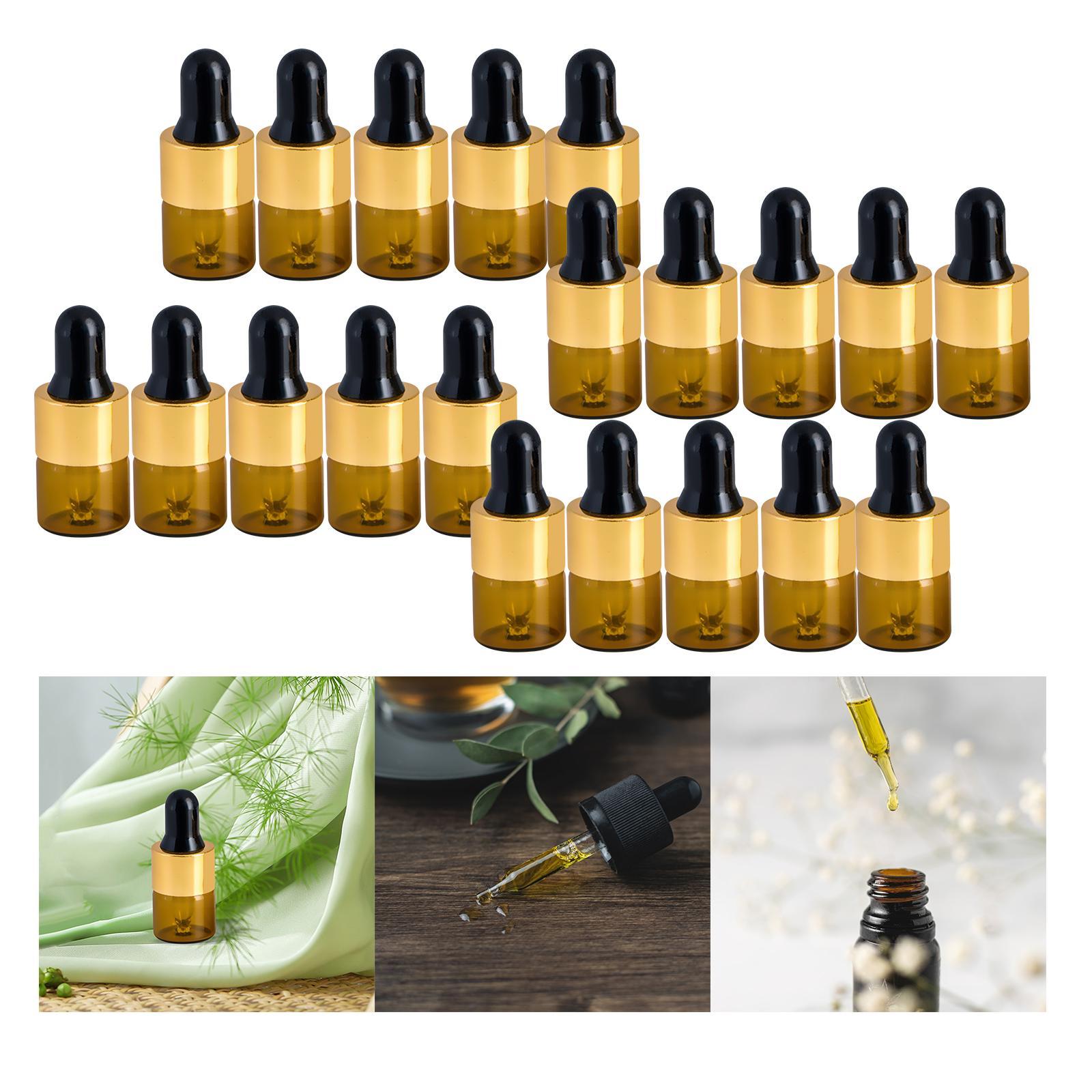 20x Dropper Bottles with Glass Eye Dropper Refillable for Perfume Storage