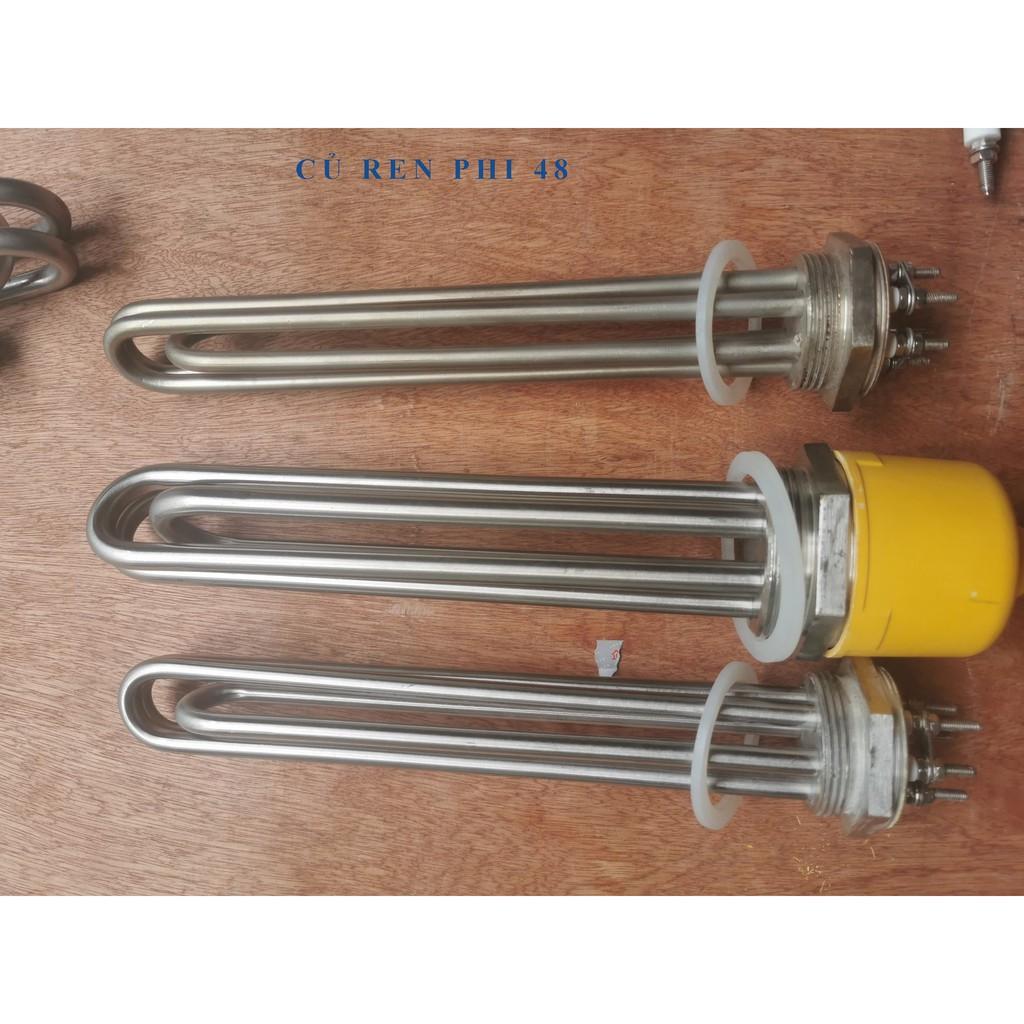 Thanh nhiệt củ ren phi 48, 58 Inox 304 dùng đun nước, nồi phở, nồi hơi