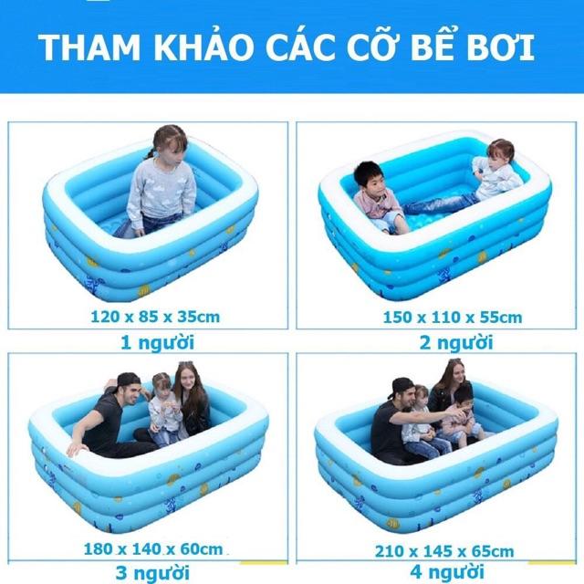 BỂ BƠI PHAO BƠI 3 TẦNG CHỮ NHẬT 1,3M CÓ ĐÁY CHỐNG TRƯỢT AN TOÀN CHO BÉ GIÁ SỈ 2021.