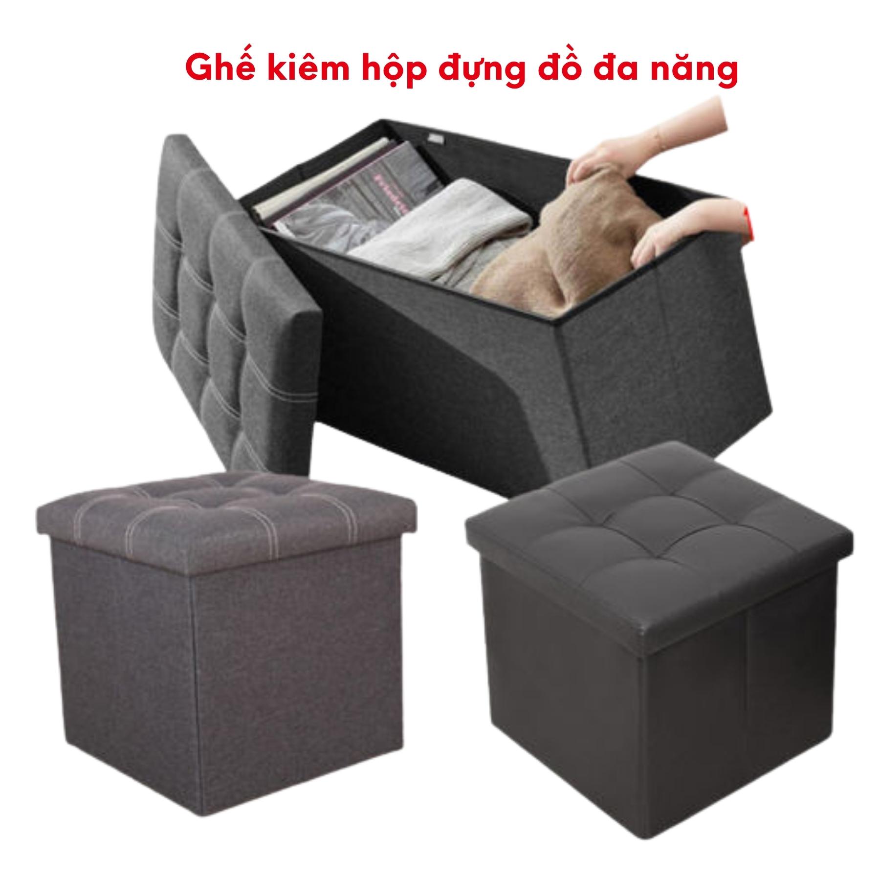 Thùng đựng đồ đa năng kiếm ghế ngồi gấp gọn 110L cỡ đại Châu Âu CA05 - Thùng gỗ bọc vải Oxford cao cấp chắc chắn có thể làm ghế ngồi, trang trí nhà cửa D Danido