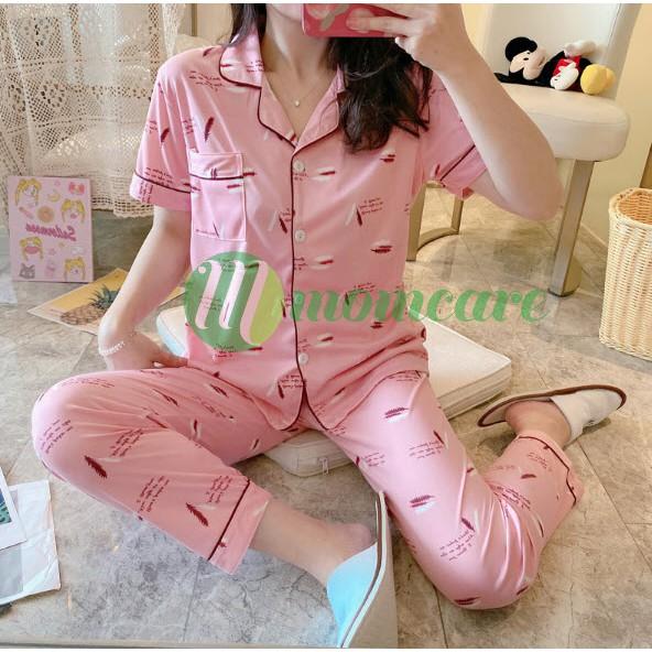 Bộ đồ ngủ, Pijama cộc tay quần dài mềm mịn, siêu dễ thương