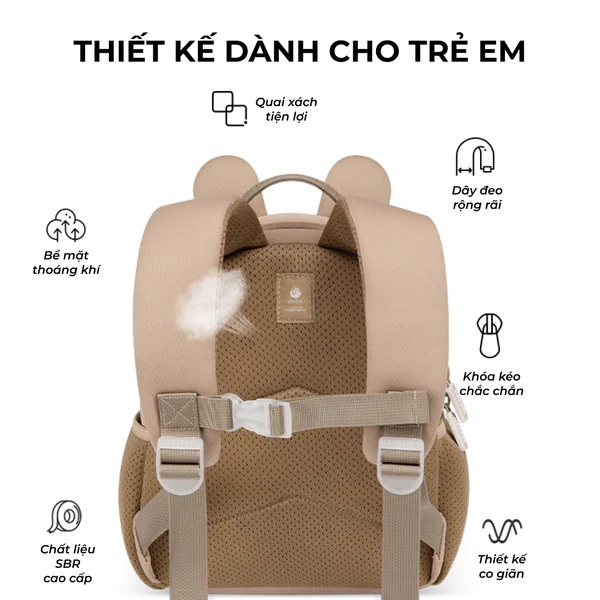 Balo cho bé mầm non Zoyzoii B38 Forest animal backpack hình động vật rừng dễ thương, siêu nhẹ, đeo êm ái - Hàng chính hãng
