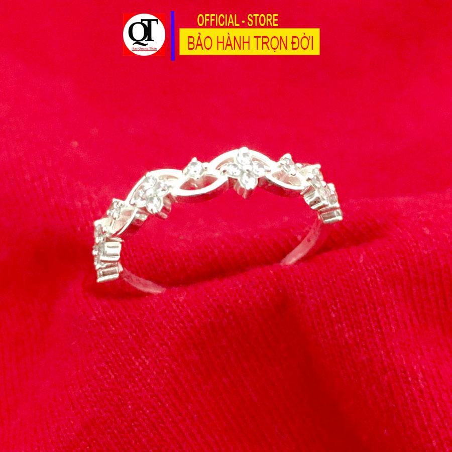 Nhẫn bạc nữ đơn giản bản nhỏ gắn đá cobic trắng cao cấp thích hợp đeo tất cả ngón tay trang sức Bạc Quang Thản – QTNU71