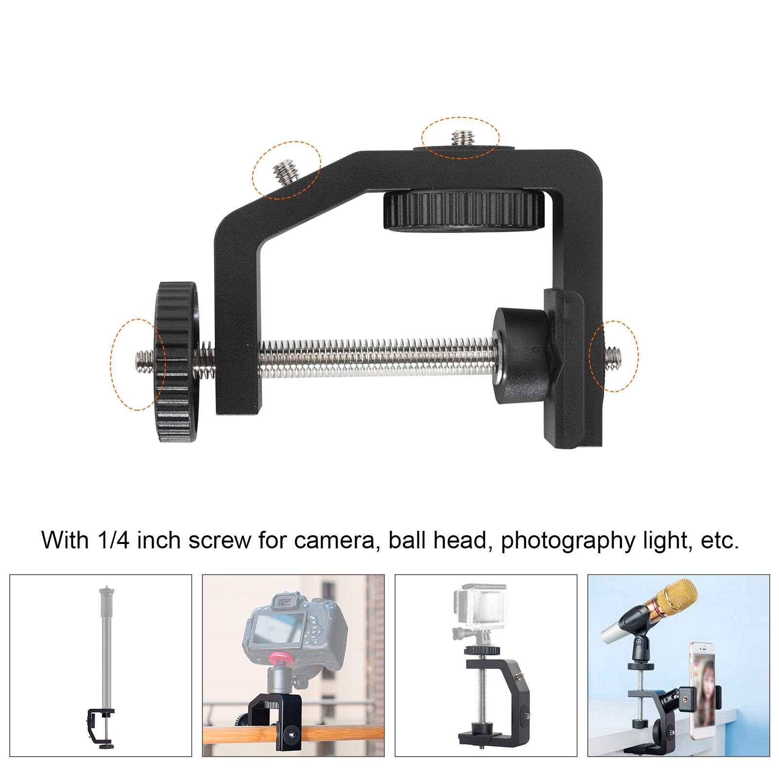 Universal C-Clamp Multifunctional Aluminum Alloy C Clamp Mount with 1/4 Inch Screw for Camera Microphone Video Light