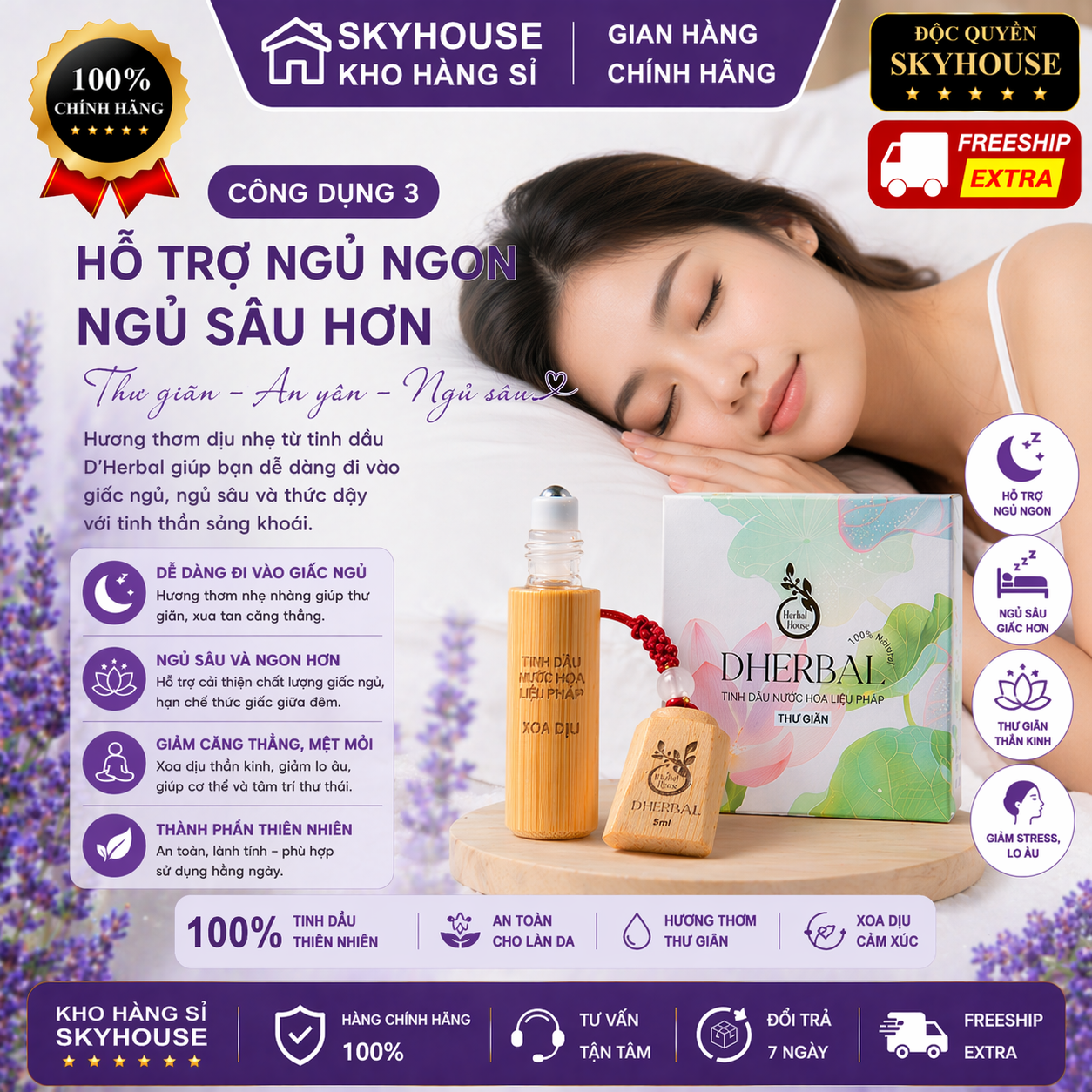 Tinh dầu nước hoa thư giãn trị liệu DHERBAL độc quyền DAMODE chai 5ml tinh dầu nước hoa giảm stress chính hãng
