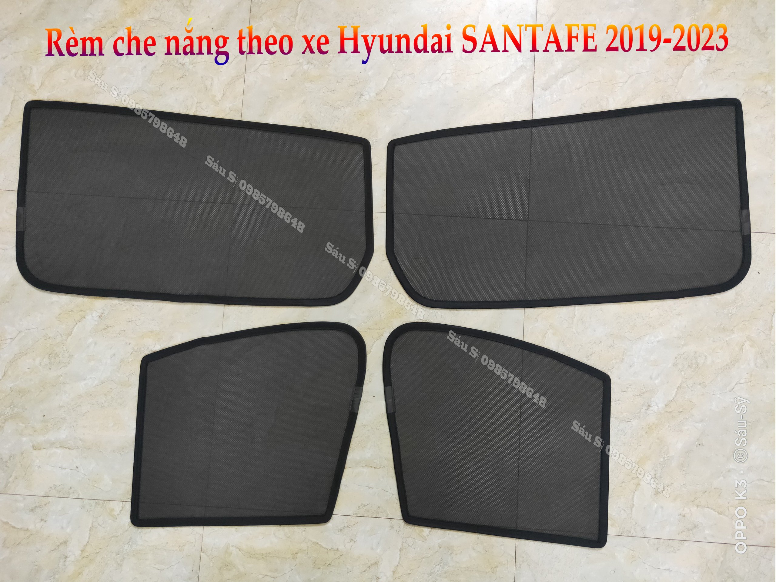 Bộ 4 tấm Rèm che nắng theo xe ô tô Hyundai SANTAFE 2019-2023, Tấm che nắng ô tô nam châm tự dính