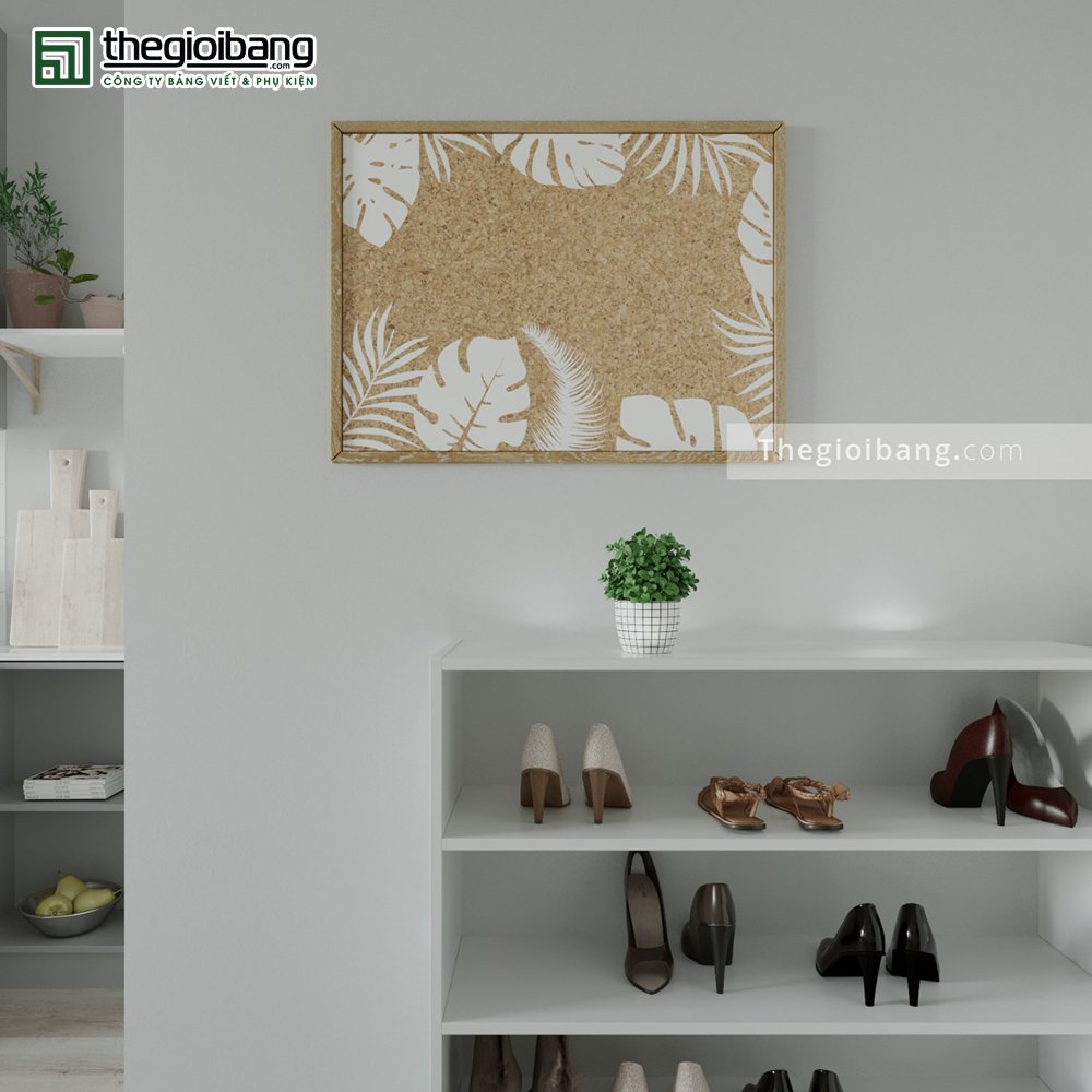 Bảng Ghim Tropical - Bảng Ghim Lie Khung Gỗ In Họa Tiết - Kích Thước 40x60cm, 60x80cm