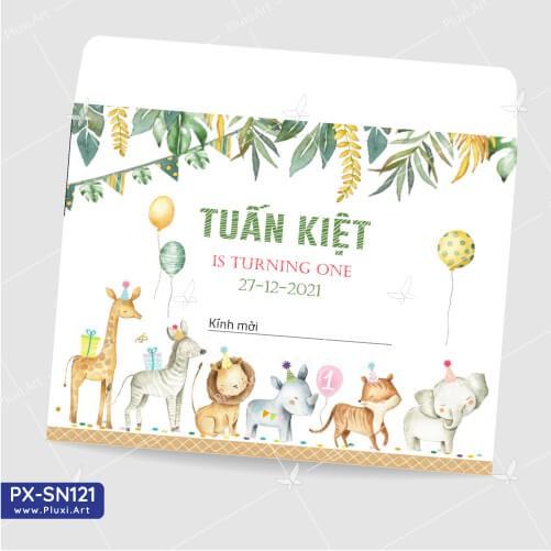 Thiệp thôi nôi – sinh nhật Pluxi Rừng Xanh PX_SN121