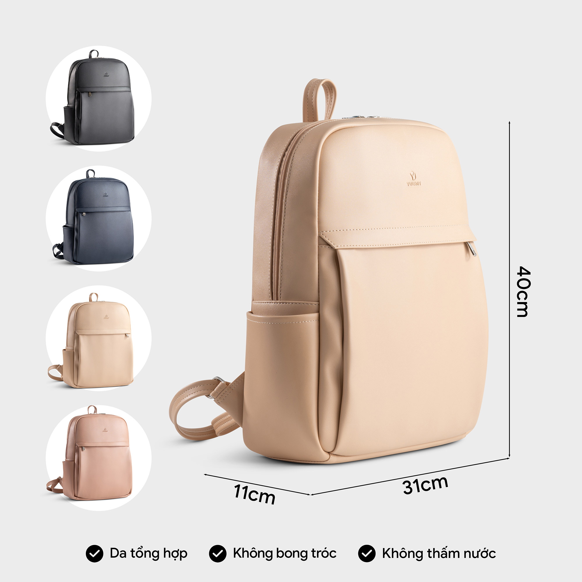 Balo Yuumy ( Thời trang nữ trẻ trung tiện dụng vừa A4 - Balo da Seasand YBA97 )