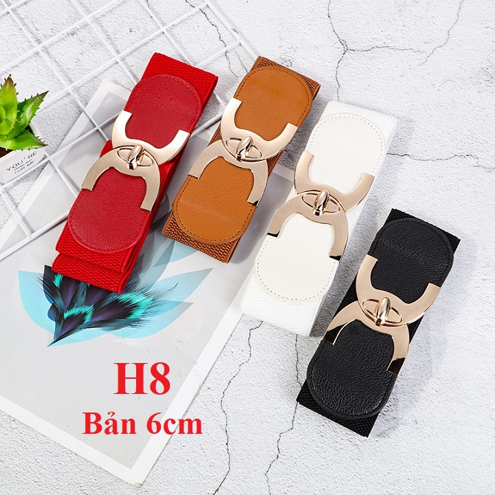 Thắt lưng nữ bản to dây nịt đai váy nịt bụng 6cm H8