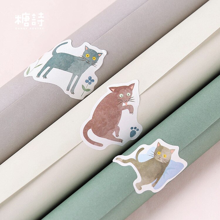 Hộp 45 Miếng Dán Stickers Trang Trí Động Vật Mèo