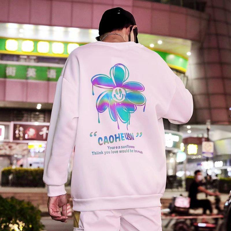 Áo Thun Form Rộng Dài Tay In Họa Tiết Hoa Cúc 4 Màu Thời Trang Dành Cho Nam M-3Xl