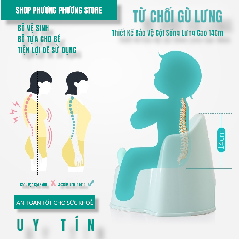 Ghế Bô Cho Bé Đi Vệ Sinh Có Tựa Lưng,Chân Đế Chống Trượt,Có Ngăn Chứa Dễ Tháo Lắp Cọ Rửa ( Chống Gù Lưng / Tốt Cho Sức Khỏe )