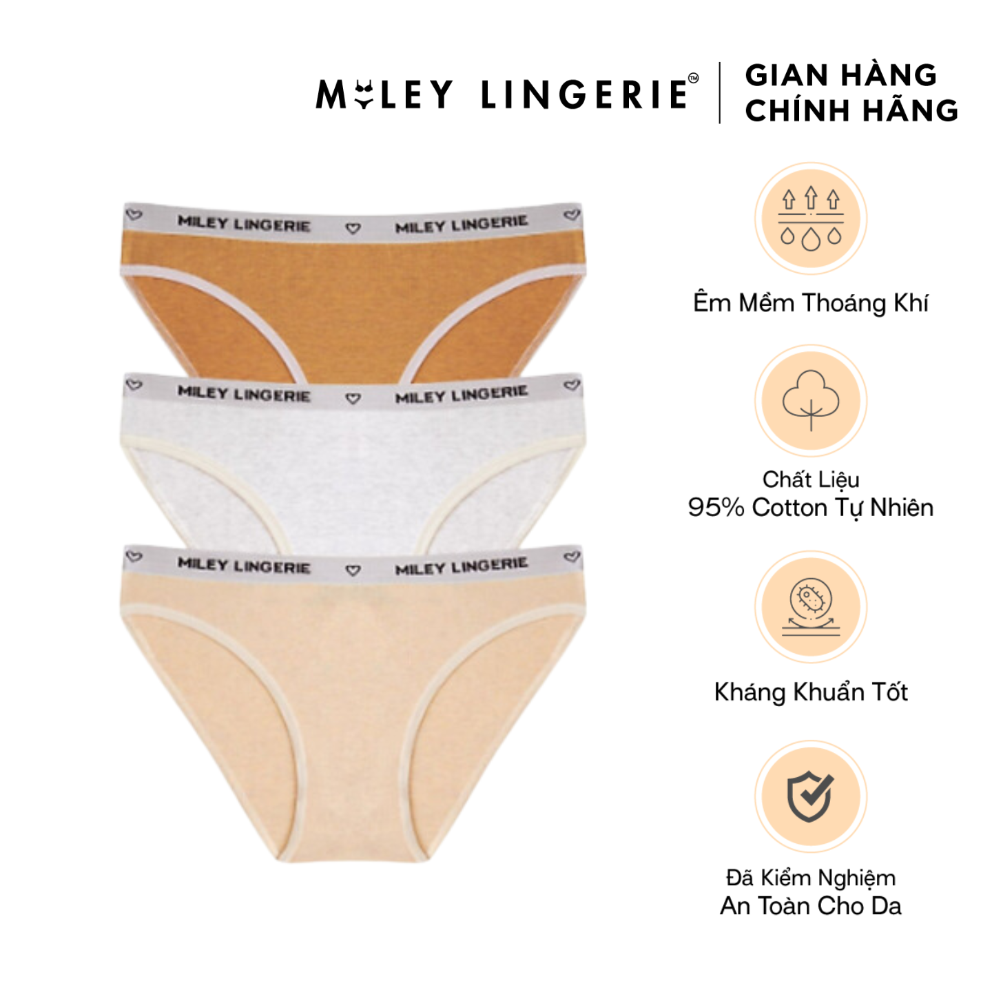 Combo 3 Quần Lót Nữ Bikini Melange Active Miley Lingerie - Vàng, Da và Trắng Kem FCB0300-0900-1400