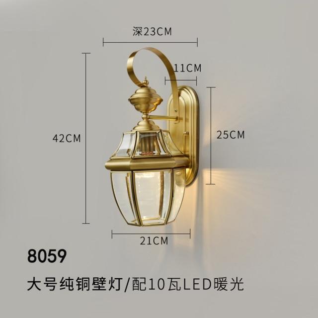 Đèn Tường Đồng Kính Trong Suốt Trang Trí Cổng Ngoài Trời Sân Vườn Hành Lang Mã 0600s
