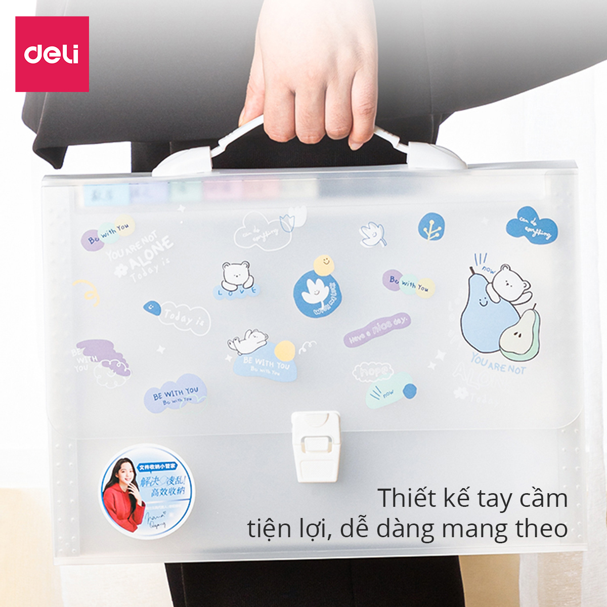 Cặp tài liệu mở rộng 13 ngăn Deli - cặp học sinh - trong suốt - file đựng tài liệu - 1 chiếc - 72563