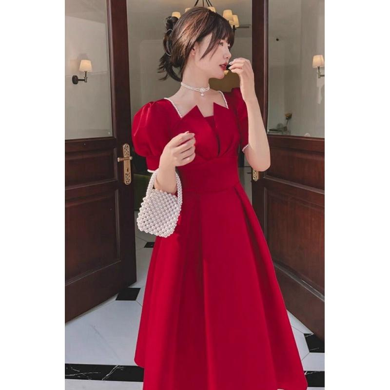 ĐẦM VÁY DỰ TIỆC TAY VÀ CỔ ĐÍNH CƯỜM THIẾT KẾ SANG TRỌNG TINH TẾ