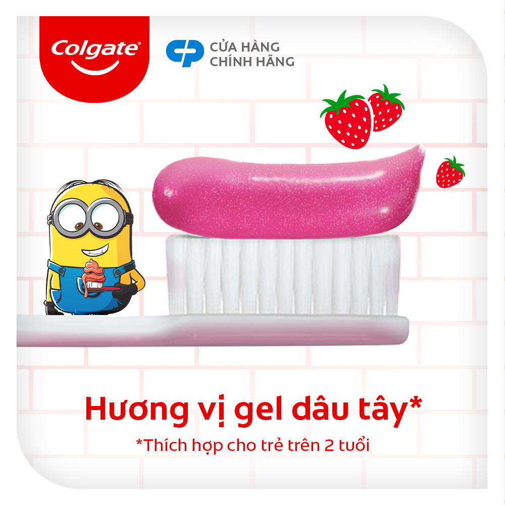 Bộ 2 Kem đánh răng Colgate Minion cho trẻ em hương dâu 80g/tuýp