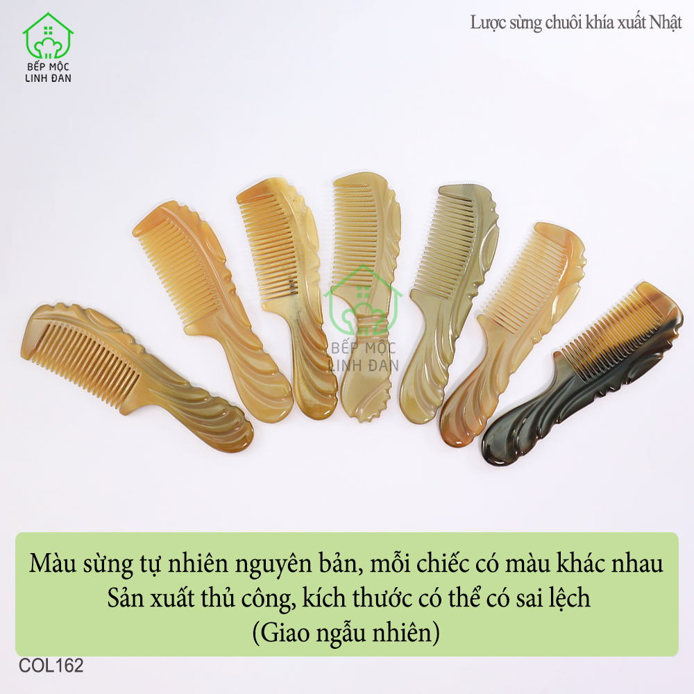 Lược Sừng Chuôi Khía Xuất Nhật (Size: M-16cm) Cỡ Nhỏ Có Thể Bỏ Túi [COL162]