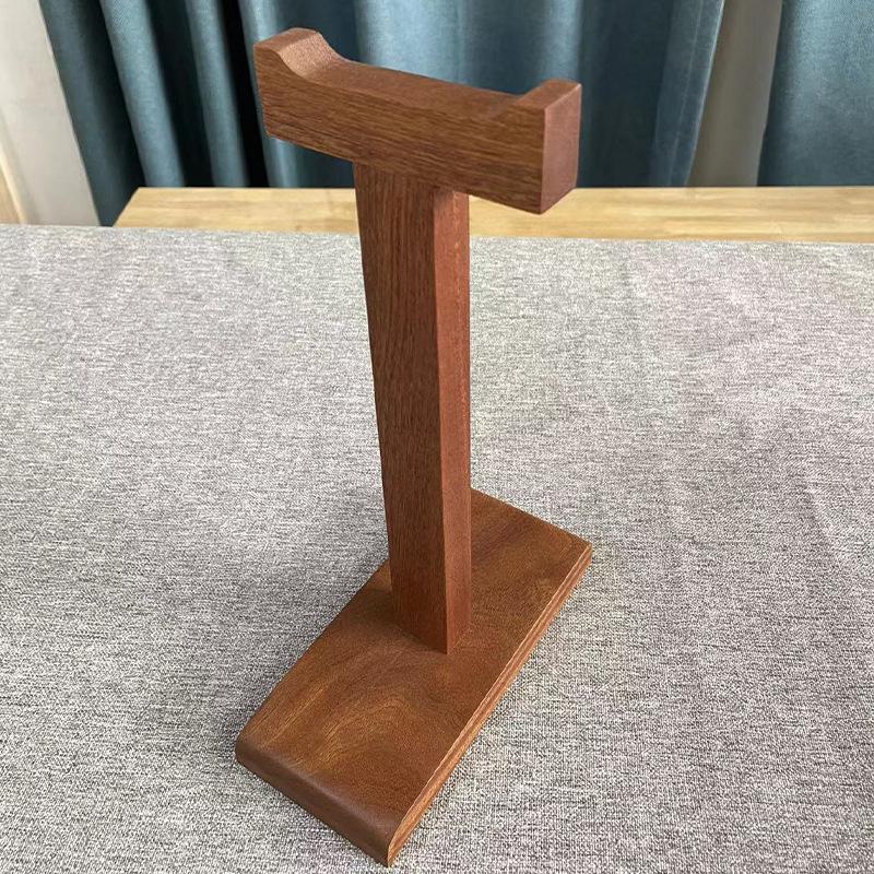 Lưu trữ giá đỡ tai nghe bằng gỗ nguyên khối để bàn thuận lợi nhất hiển thị sáng tạo móc treo tai nghe gắn trên đầu đế giá đỡ ba chiều đơn giản