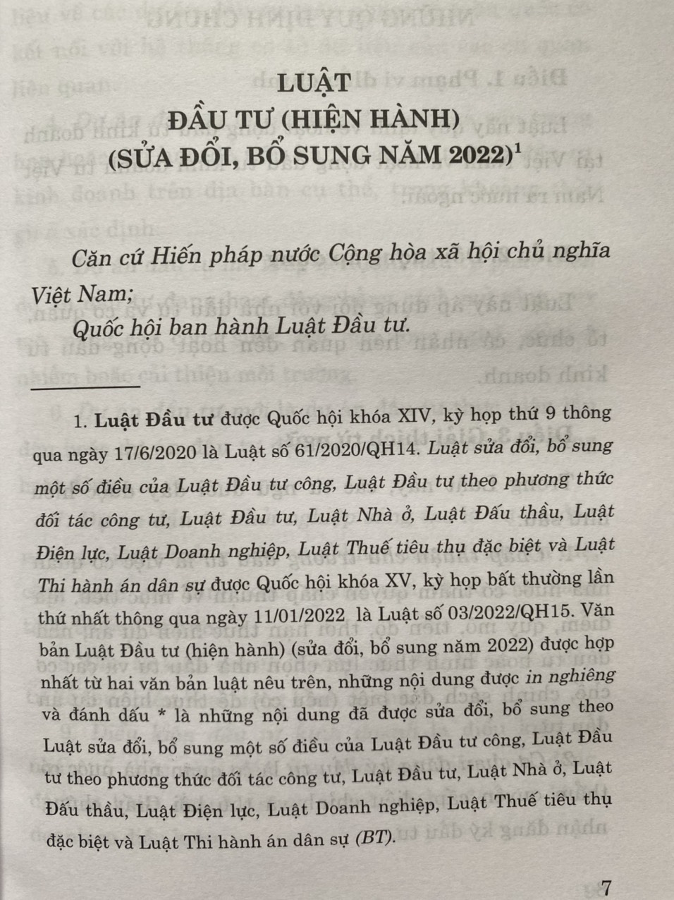 Luật Đầu Tư ( Hiện Hành ) ( Sửa Đổi, Bổ Sung Năm 2022 )