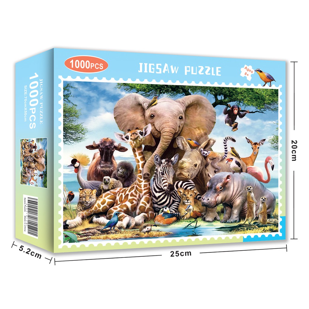 Bộ Tranh Ghép Xếp Hình 1000 Pcs Jigsaw Puzzle Thế Giới Động Vật Thú Vị Cao Cấp