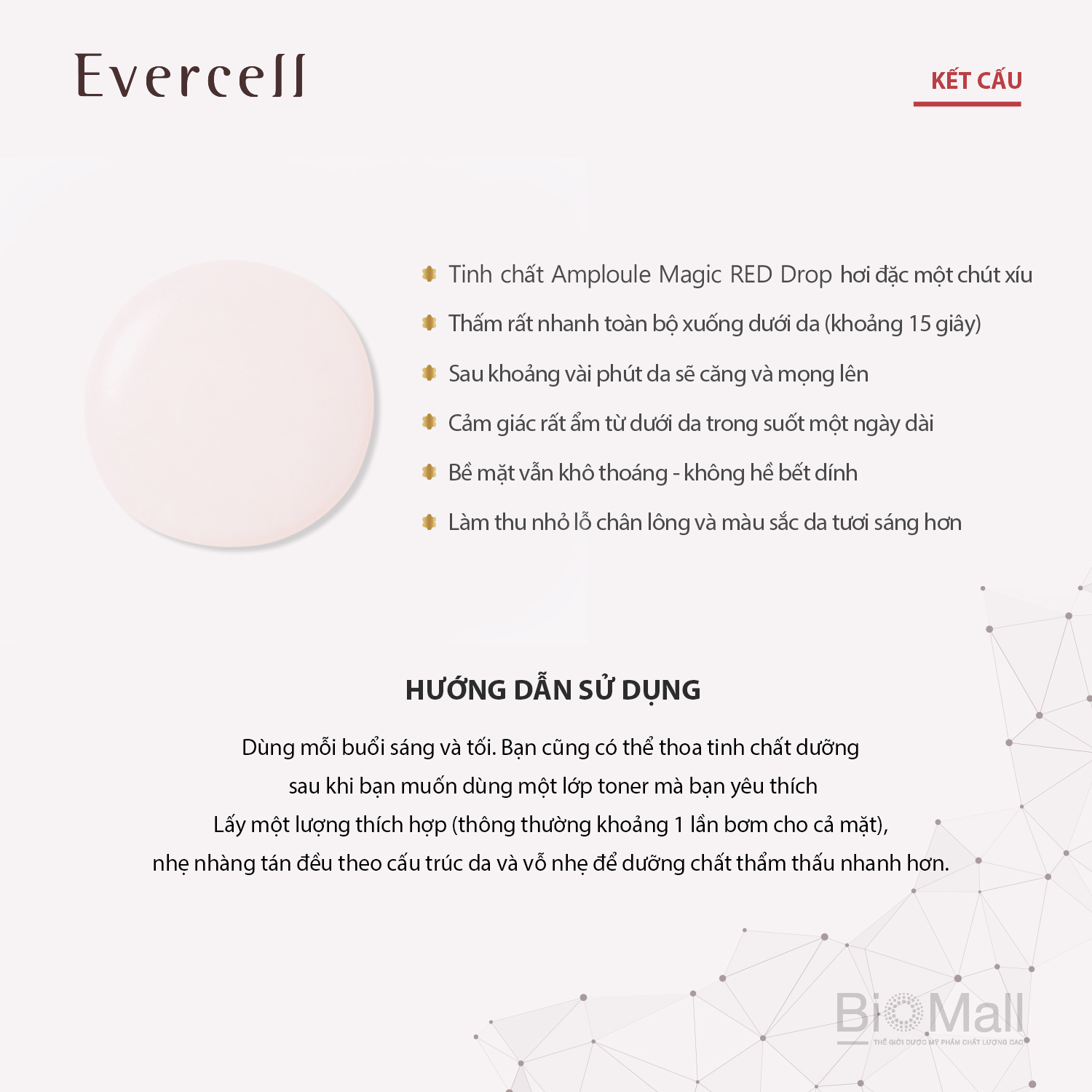 Ampoule đỏ thần kỳ miễn dịch phục hồi da bị viêm mụn nhạy cảm EVERCELL Magic Red Drop 4chaix10ml