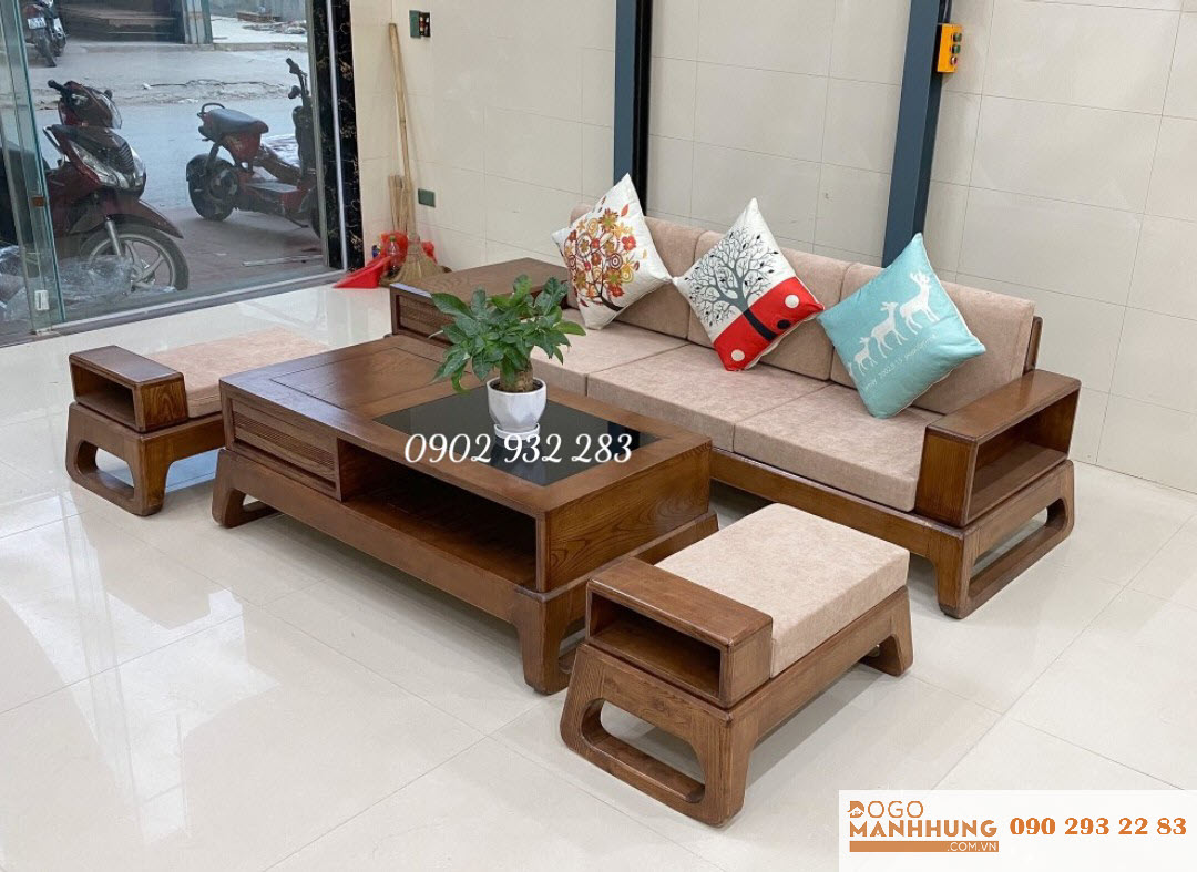 Bộ sofa gỗ sồi 4 món nhỏ xinh H92