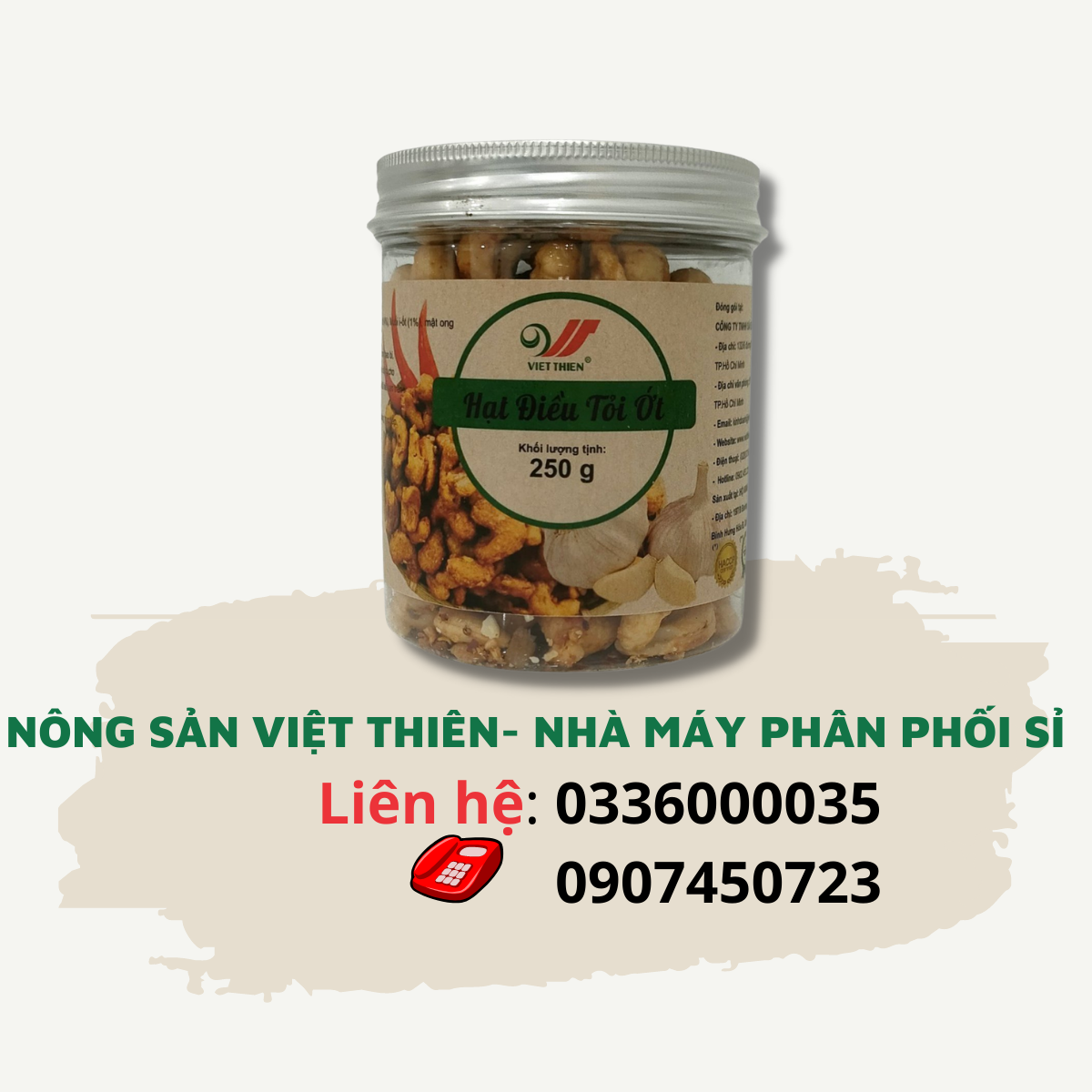 Hạt Điều Tỏi Ớt 250g_Nhà Máy Sản Xuất Và Phân Phối Sỉ Nông Sản, giá rẻ