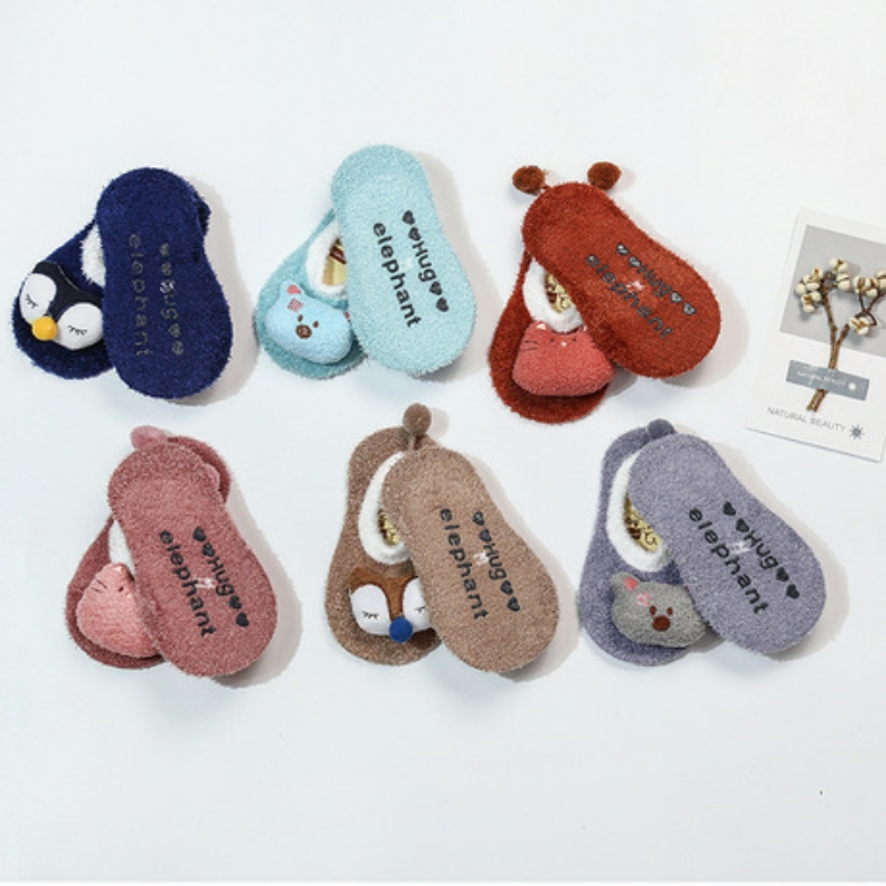 Tất vớ len chống trượt hình thú cho bé, tất tập đi Baby Socks Non-slip001 - Mèo hồng