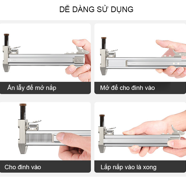 Dụng cụ hỗ trợ đóng đinh bê tông liên hoàn kèm 400 đinh ST18 (Có nút ấn tự nhả đầu búa-Loại tốt)