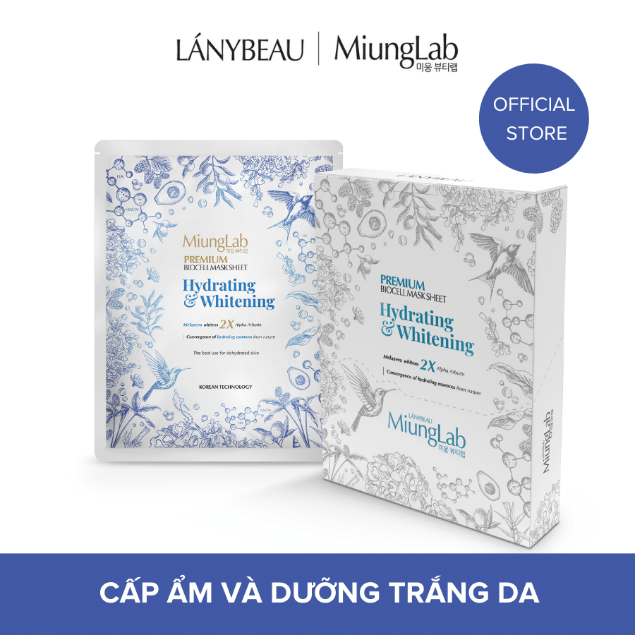 Hộp 8 miếng mặt nạ cấp ẩm và dưỡng trắng da MiungLab Premium Biocell Mask Sheet Hydrating and Whitening