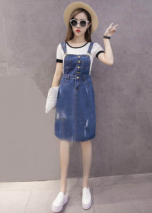 Chân Váy Yếm Jean Nữ Duyên Dáng