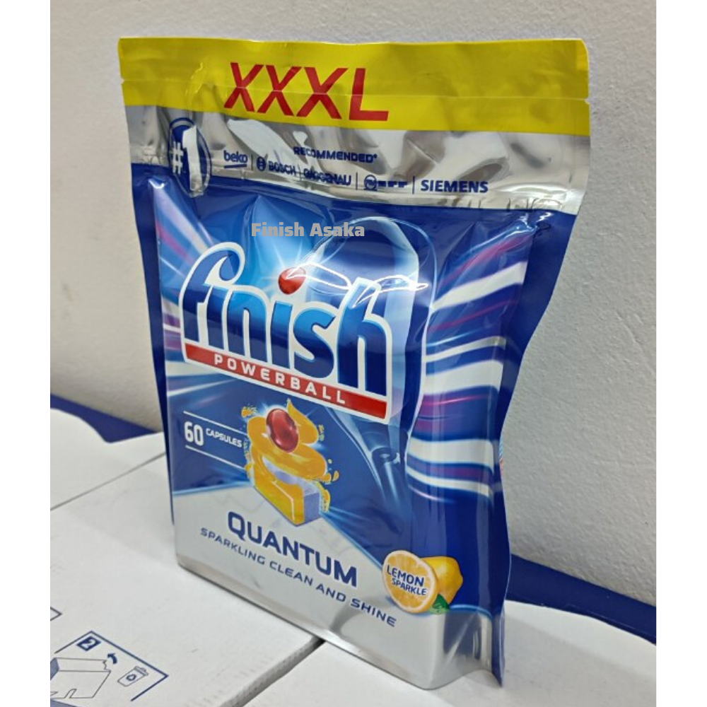 Viên rửa bát Finish Quantum Max Túi 60 viên, Hương Chanh - Chính Hãng.