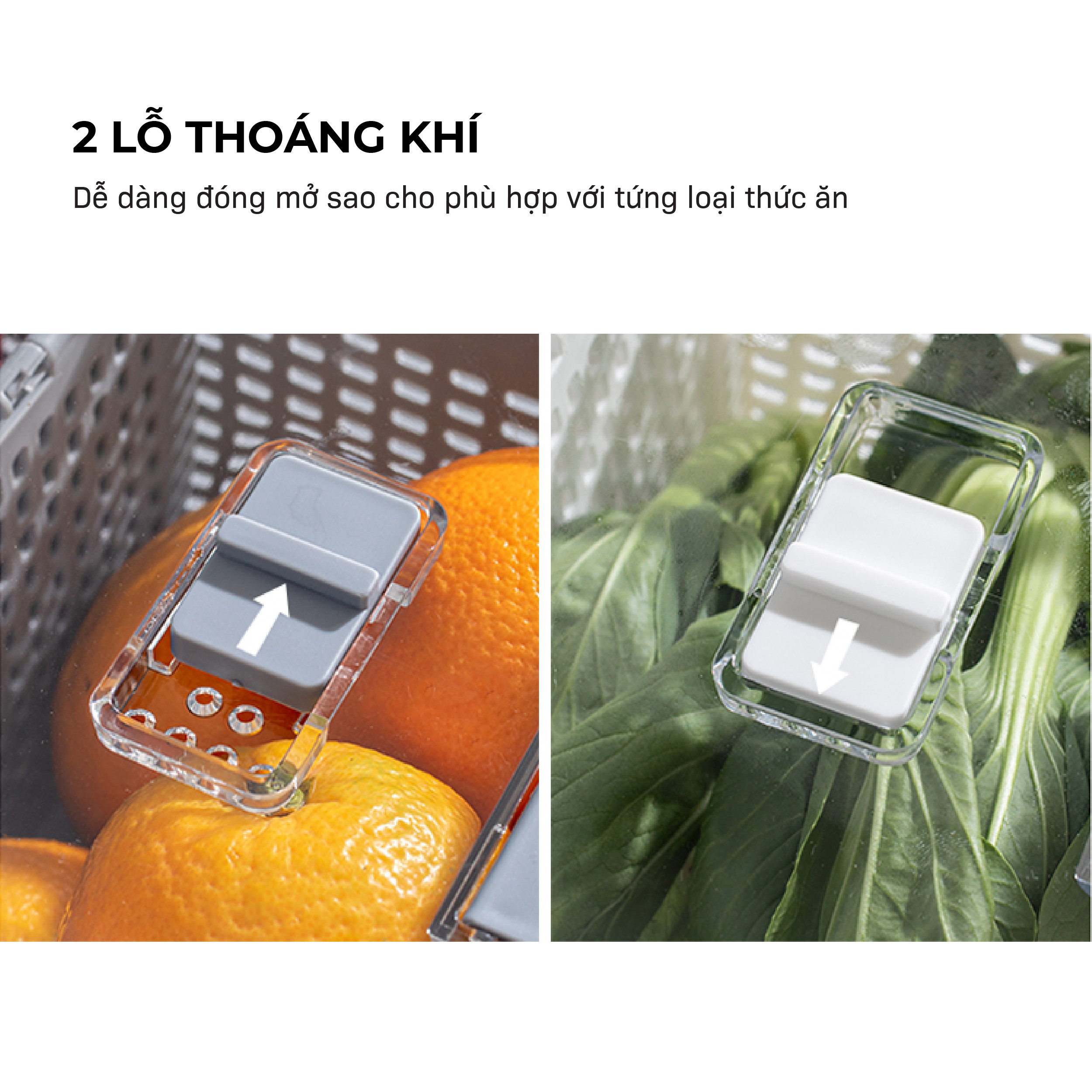 Hộp Nhựa Đựng Thực Phẩm Tủ Lạnh SHIMOYAMA Trong Suốt, Có 2 Lỗ Thoáng Khí, 2 Ngăn Đựng Trong Hộp, 2 Loại Dung Tích 1.7 Lít Và 4.5 Lít