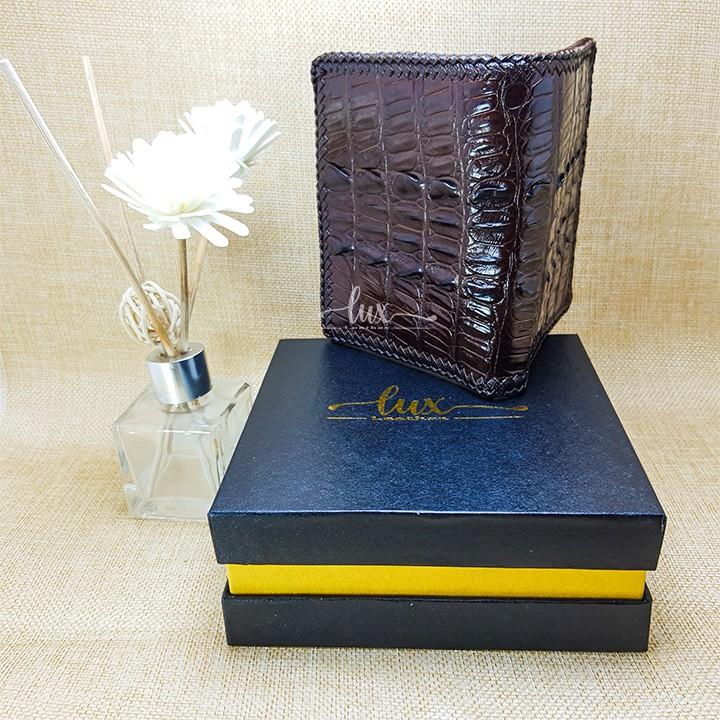 Ví Nam Da Cá Sấu LuxLeather LM1101 Đan viền thủ công - Một mặt - Kiểu Đứng- Da đuôi