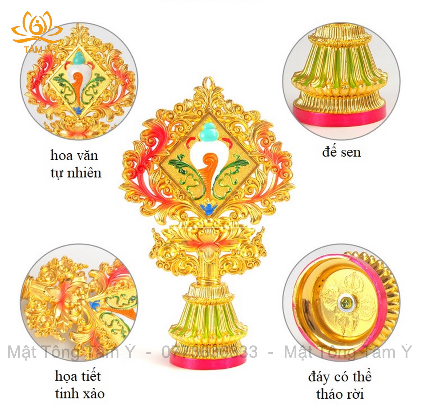 Bộ Bát Kiết Tường họa tiết tinh xảo màu sắc rực rỡ siêu đẹp bằng hợp kim mật tông Tâm Ý pháp bảo kim cương thừa
