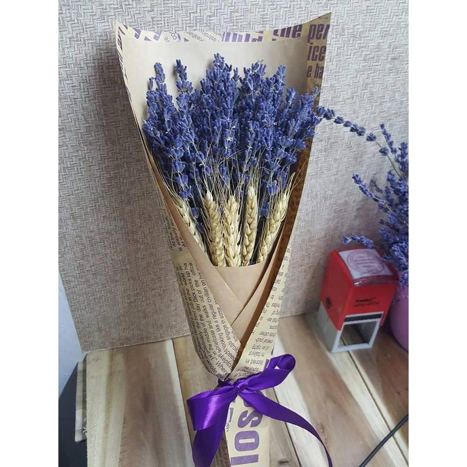 Hoa Oải Hương Lavender 100 cành mix lúa mạch