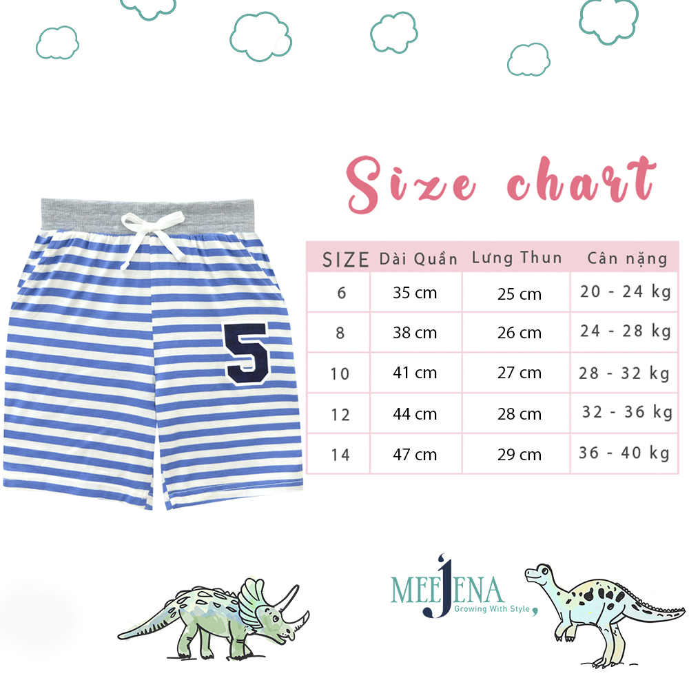 Quần Short Bé Trai, Quần Bé Trai từ 20-40kg - Vải Thun Sọc Co Giãn 4 Chiều - MEEJENA 1130