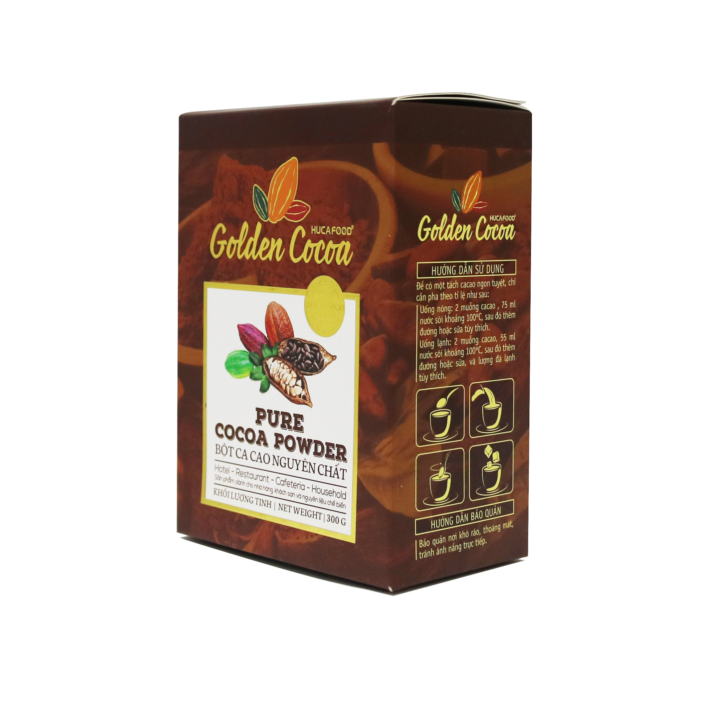 Bột Cacao Nguyên Chất 100% Hộp 300Gr - Huca Food