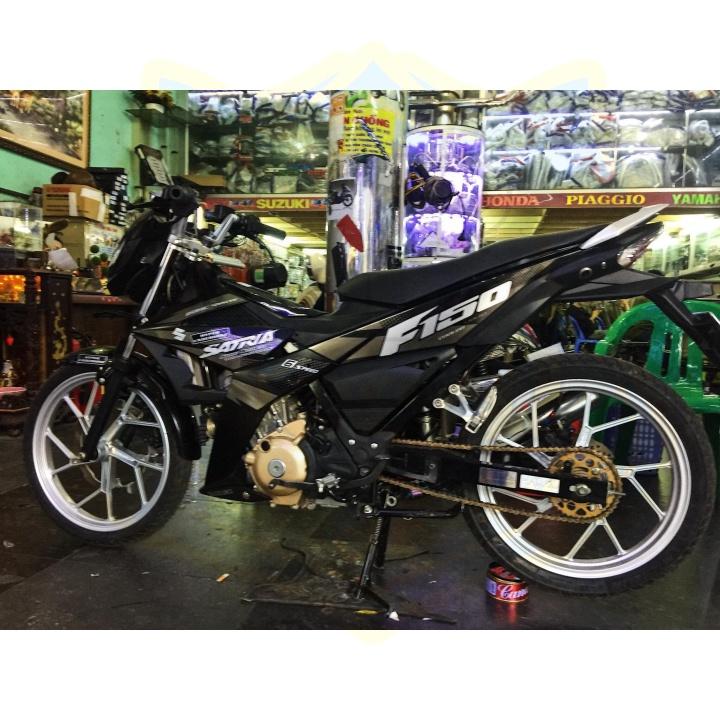 Tem rời xe satria xám đen chất liệu Crom