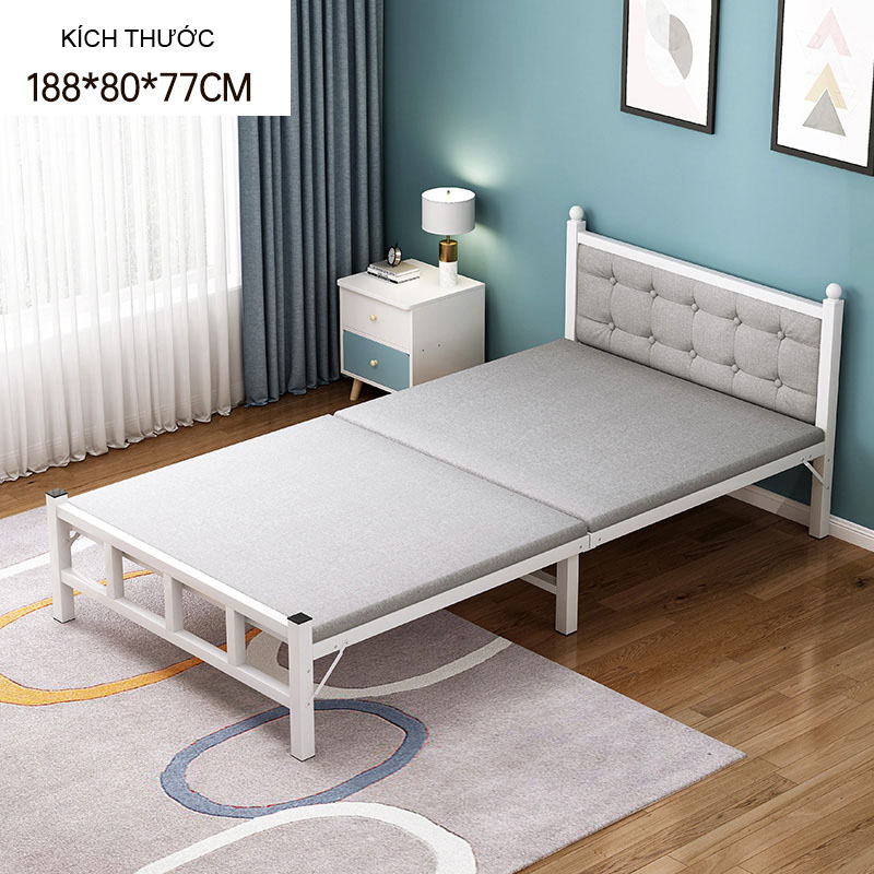 Giường gấp khung sắt kèm đệm và tựa lưng đầu giường PR01 PR02