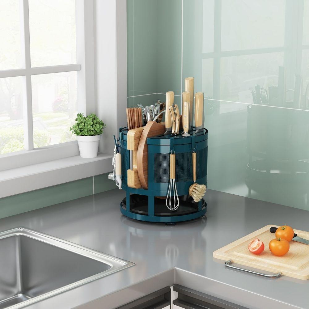 Kệ cài dao thớt đa năng xoay 360 độ để bàn giá cắm dao kéo ống đũa đa năng thông minh để bàn nhà bếp 2750 EDHOME