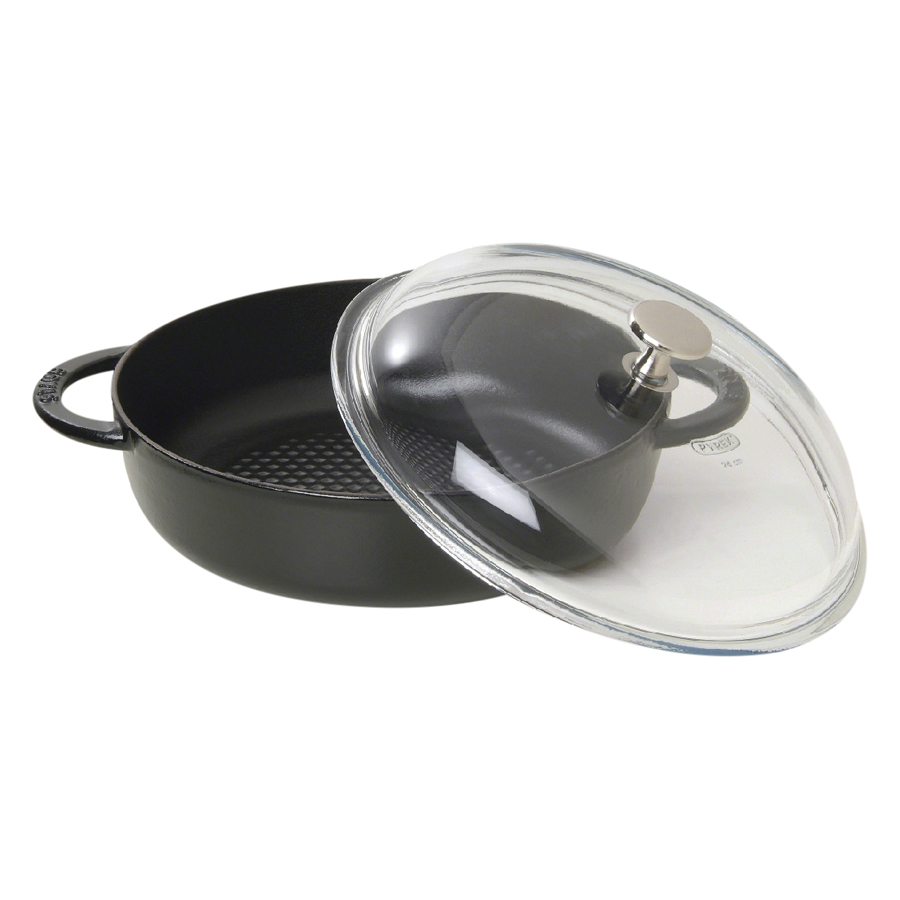 Nồi Tròn Staub Có Nắp Kính 24cm – Màu Đen