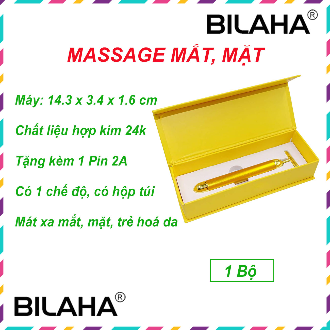 Máy Massage Rung Cầm Tay FullBody Giảm Nếp Nhăn Cây Lăn Nâng Cơ Mặt Thon Gọn (Tặng 1 SP Ngẫu Nhiên) (Hàng Chính Hãng)