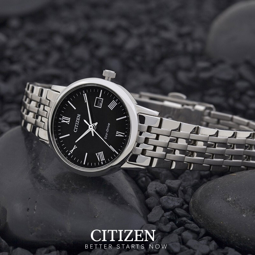 Đồng Hồ Nữ Citizen Dây Thép Không Gỉ EW1580-50E - Mặt Đen