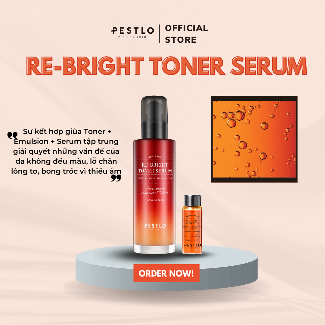 Tinh chất dưỡng sáng da 3in1 PESTLO Re-Bright Toner Serum 100ml + Activator 7ml
