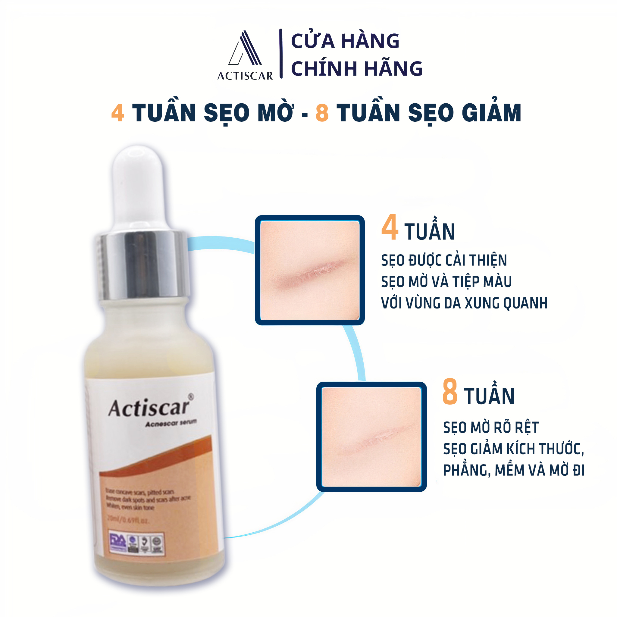 Serum Xóa Mờ Sẹo Lõm, Sẹo Rỗ Actiscar 20ml ( Màu cam)